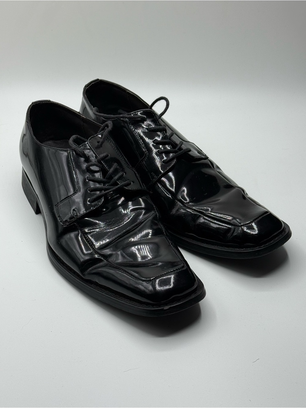 Via Spiga Black Patent Leather Lace-Up Dress Oxfords
